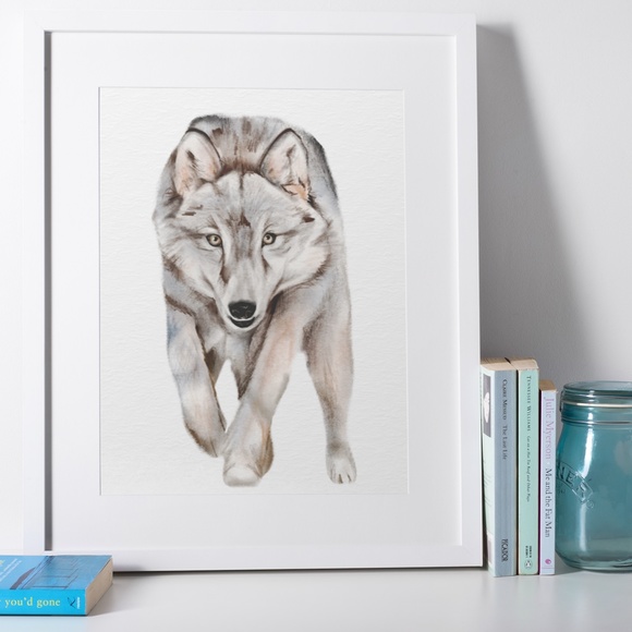 Wall Art Watercolor Wolf Poster Print Unframed - Picture 3 of 6